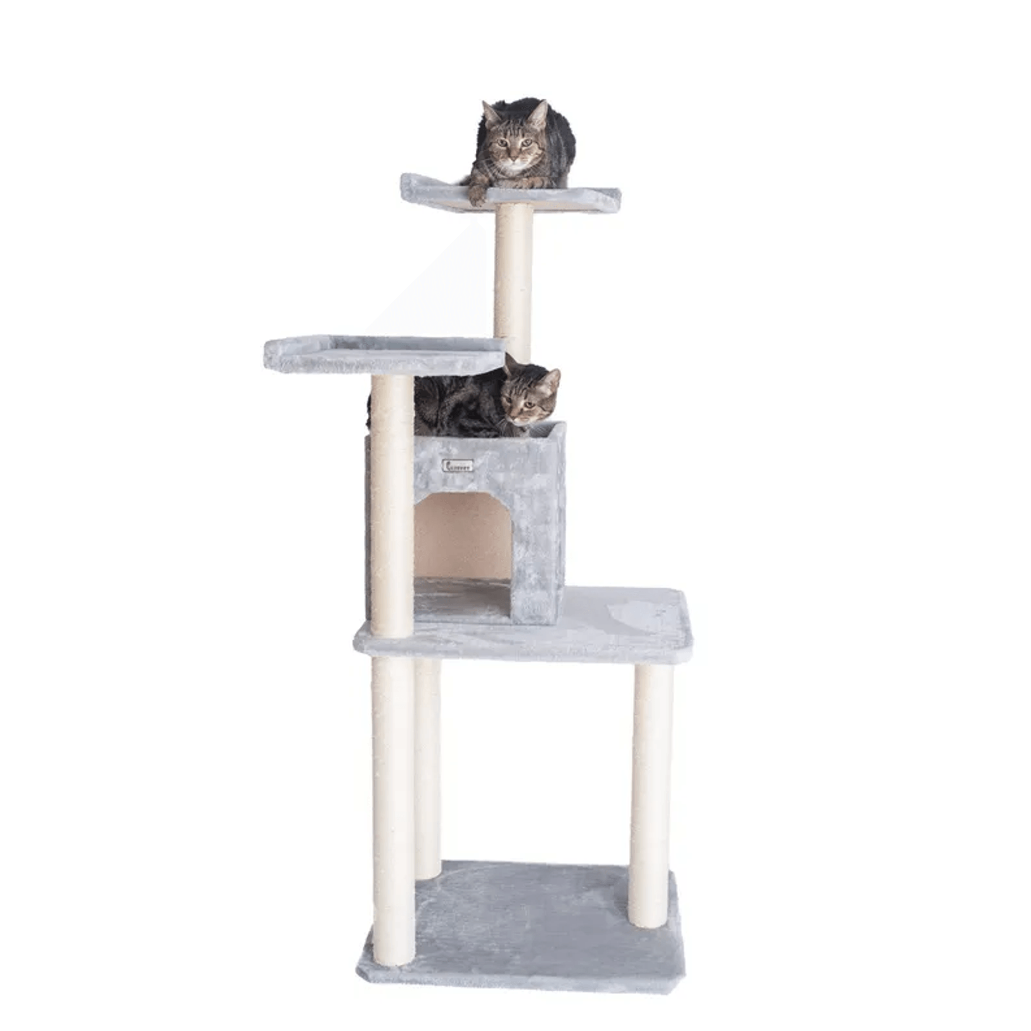 GleePet 57-Inch Grey Multi-Level Cat Tree with Two-Door Condo